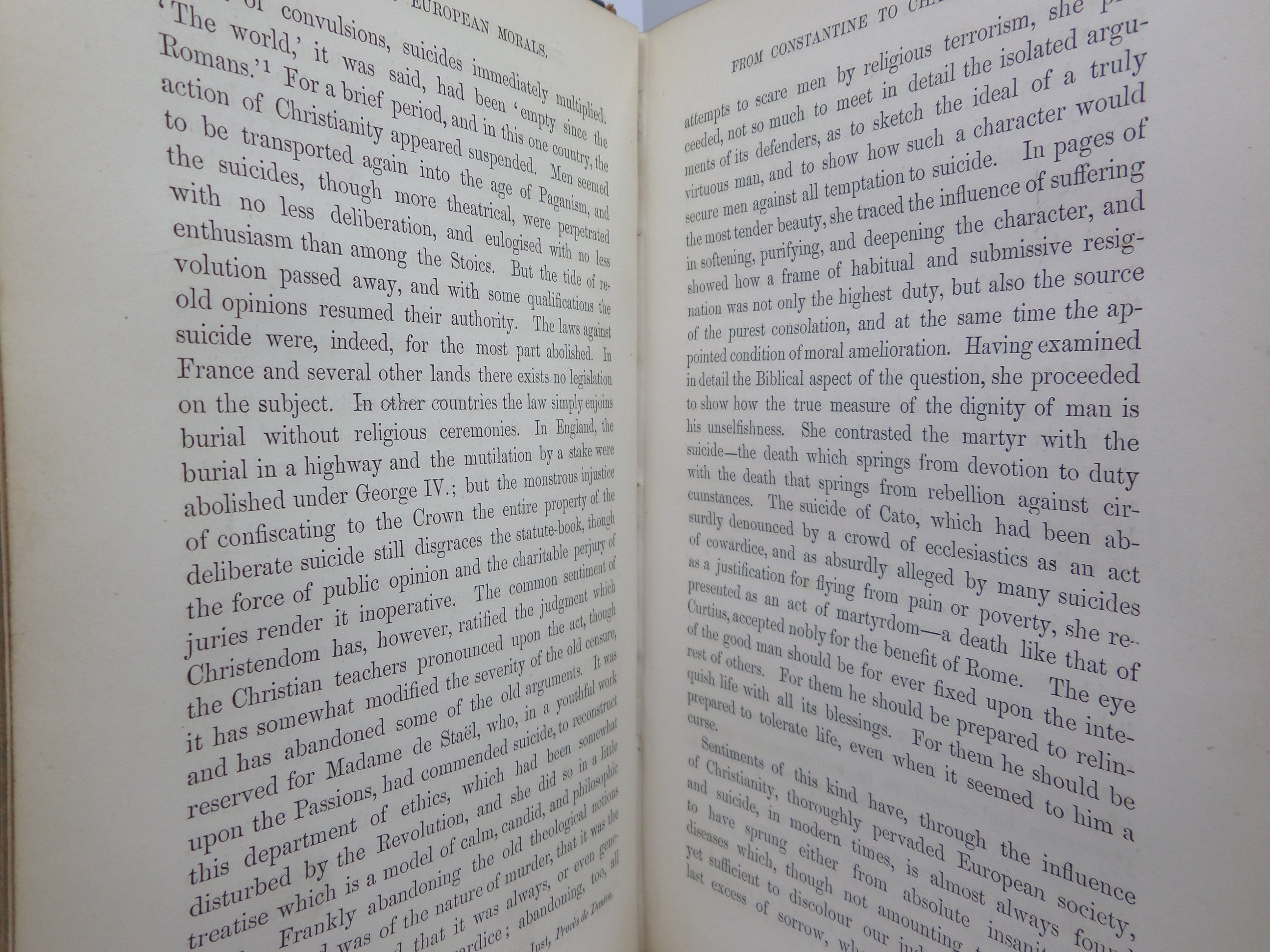 HISTORY OF EUROPEAN MORALS FROM AUGUSTUS TO CHARLEMAGNE 1869 LEATHER-BOUND SET