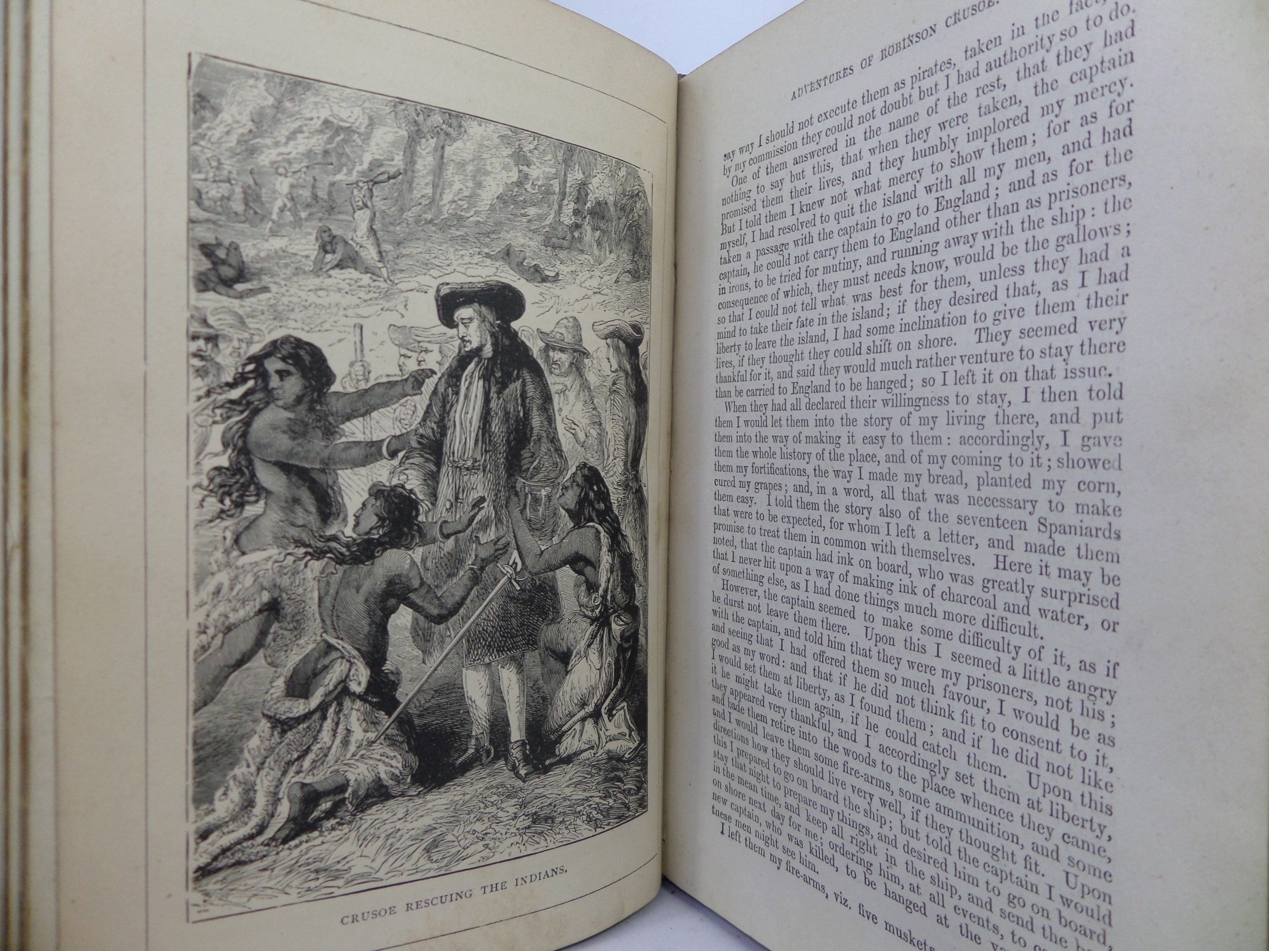 THE LIFE AND ADVENTURES OF ROBINSON CRUSOE BY DANIEL DEFOE, LEATHER BOUND