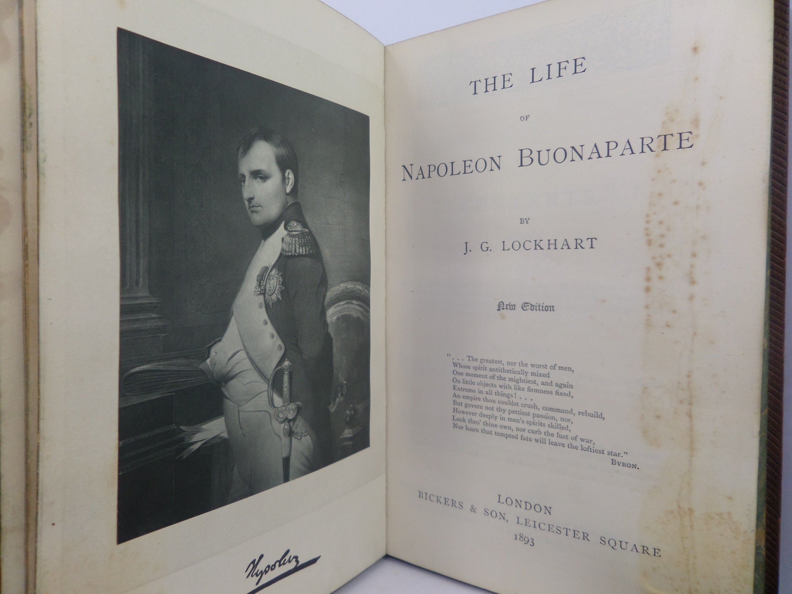 THE LIFE OF NAPOLEON BUONAPARTE BY J. G. LOCKHART 1893 TREE CALF BINDING