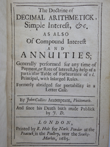 THE DOCTRINE OF DECIMAL ARITHMETICK BY JOHN COLLINS 1685 RARE FIRST EDITION