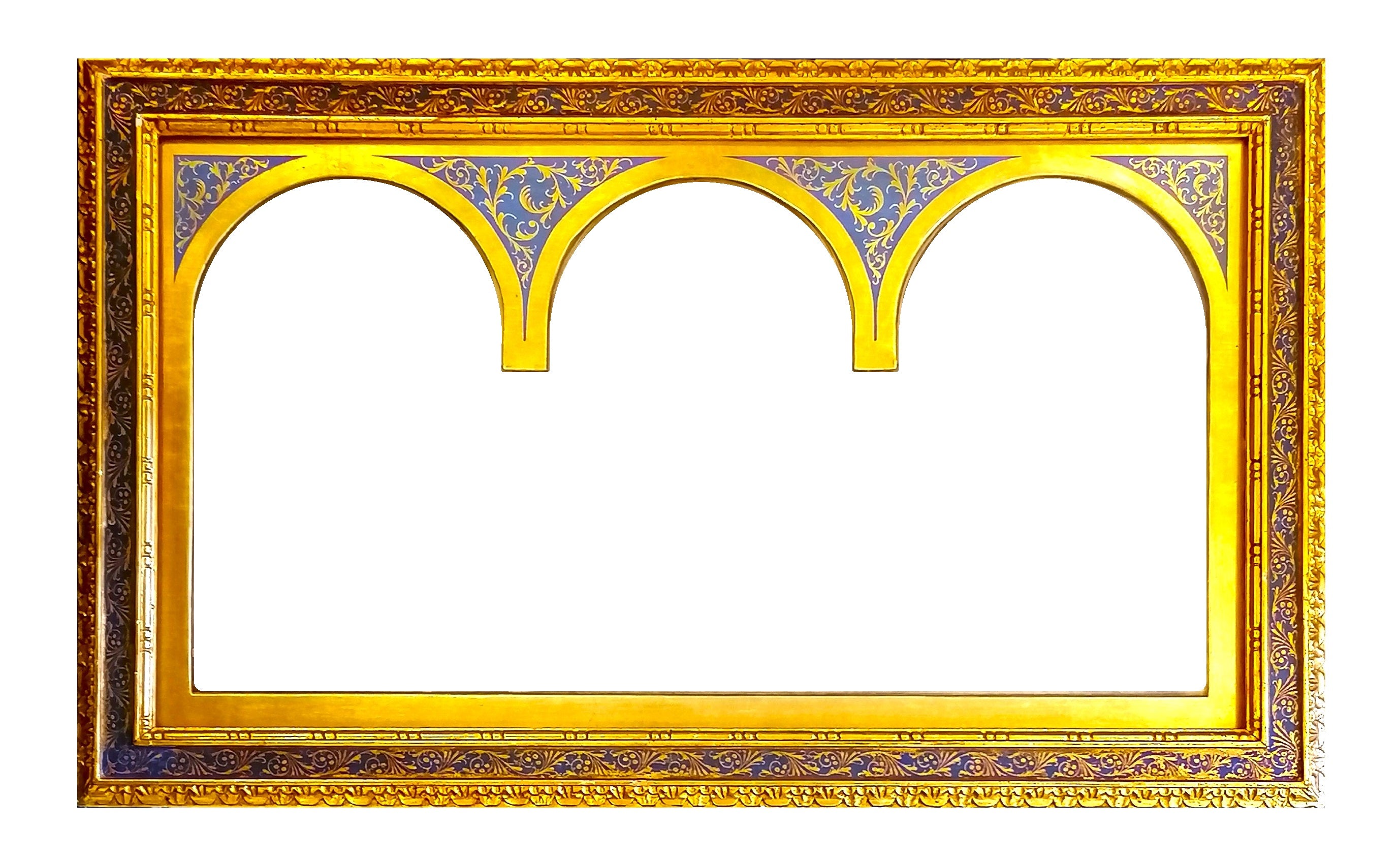 RARE ANTIQUE 19TH CENTURY TRIPTYCH-STYLE GILT PICTURE FRAME