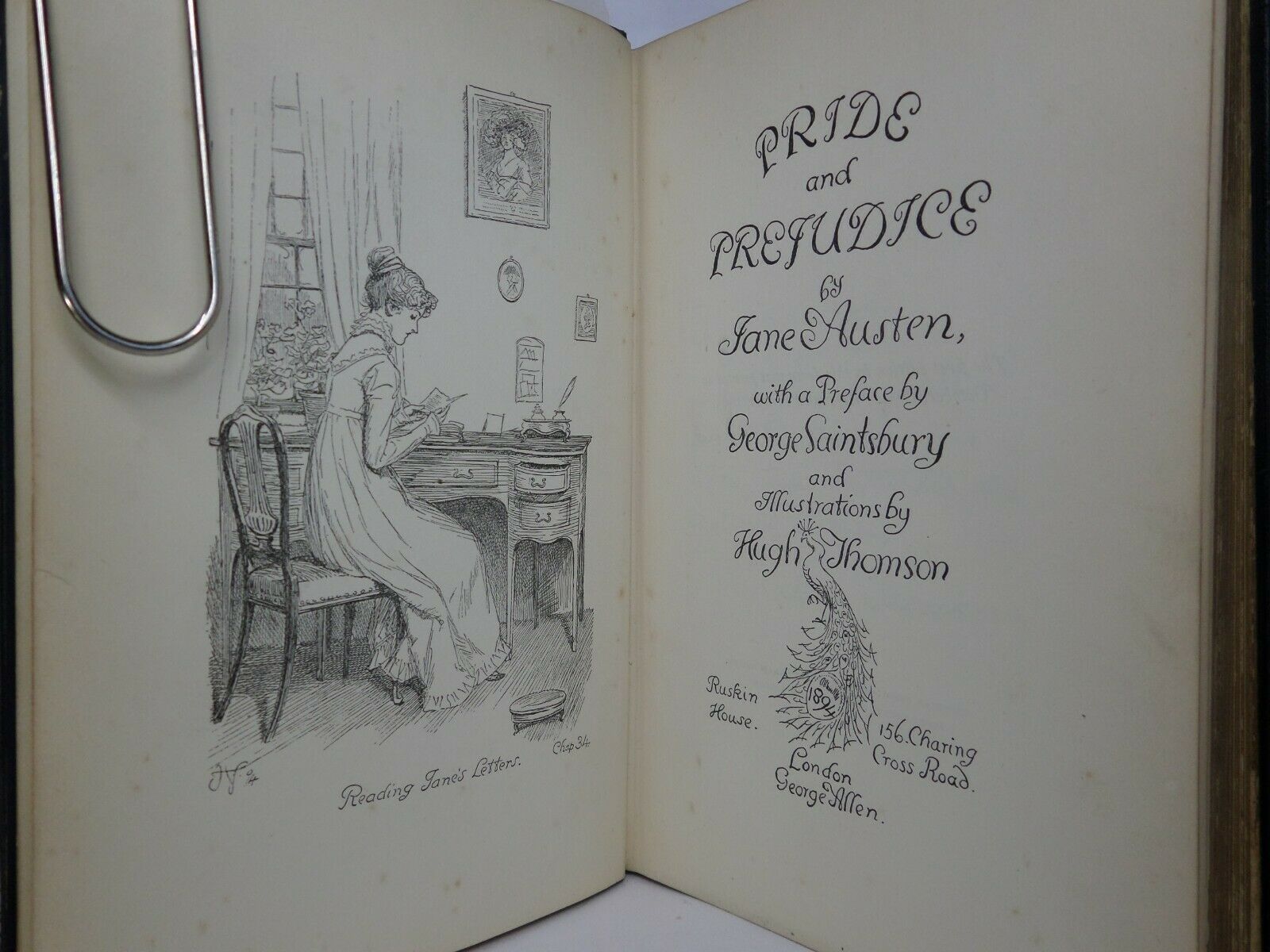 PRIDE AND PREJUDICE BY JANE AUSTEN 1895 SECOND PEACOCK EDITION, ILLUSTRATED BY HUGH THOMSON