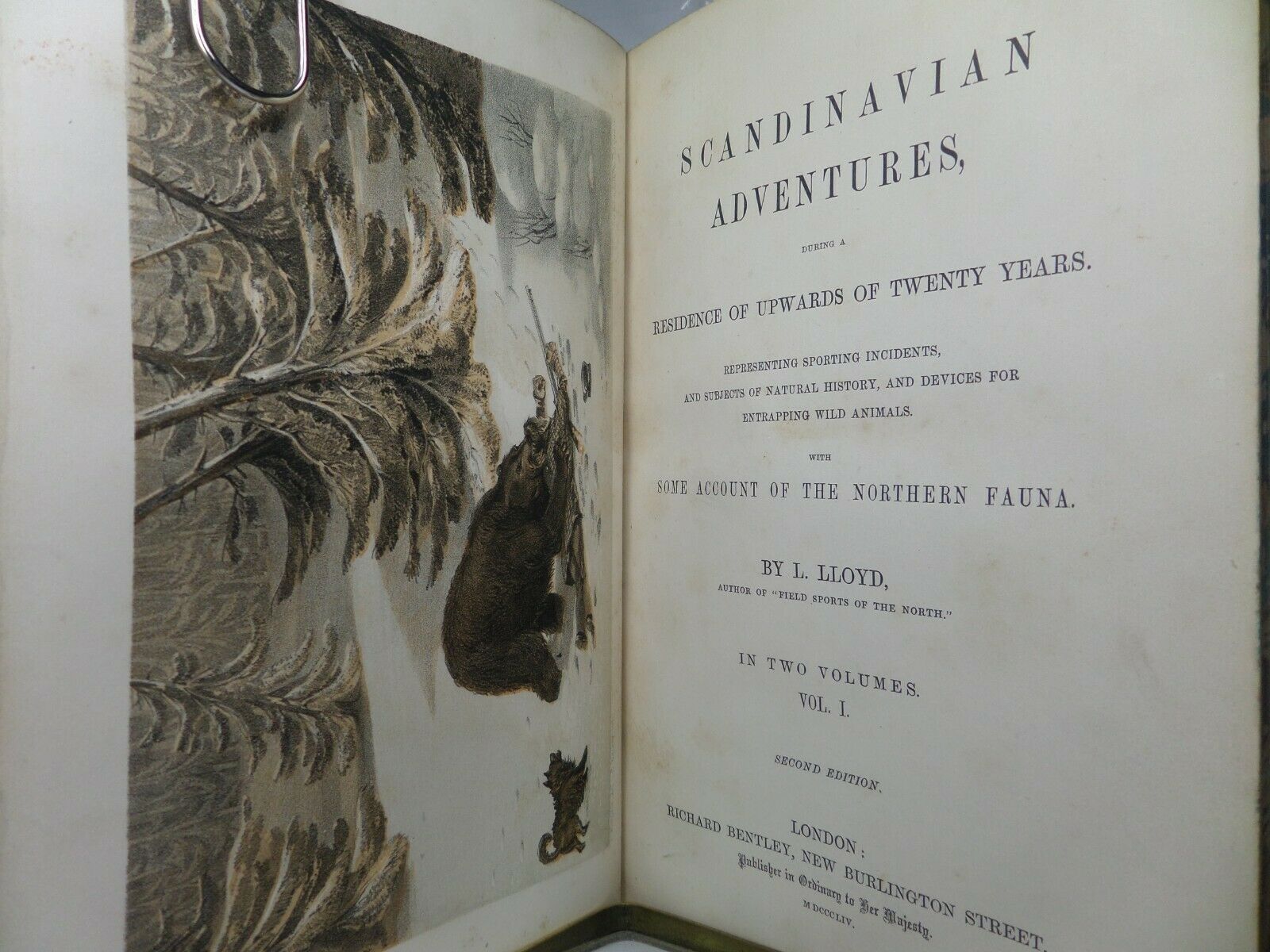 SCANDINAVIAN ADVENTURES BY L. LLOYD 1854 SECOND EDITION, LEATHER-BOUND SET