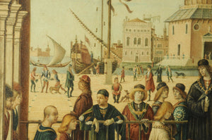 L. DESIDERY SIGNED WATERCOLOUR (19TH CENTURY) AFTER VITTORE CARPACCIO'S ORIGINAL - ITALIAN RENAISSANCE SCENE - ARRIVAL OF THE AMBASSADORS