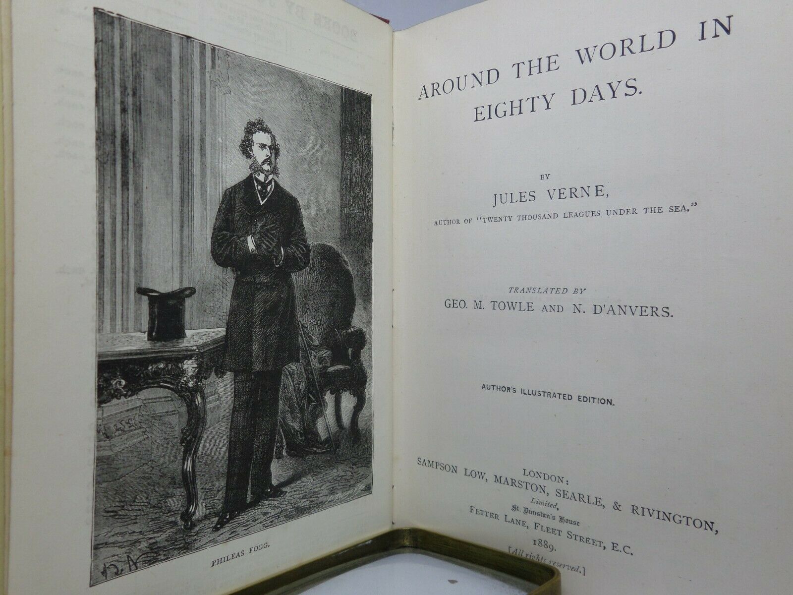 AROUND THE WORLD IN EIGHTY DAYS BY JULES VERNE 1889 AUTHOR'S ILLUSTRATED EDITION