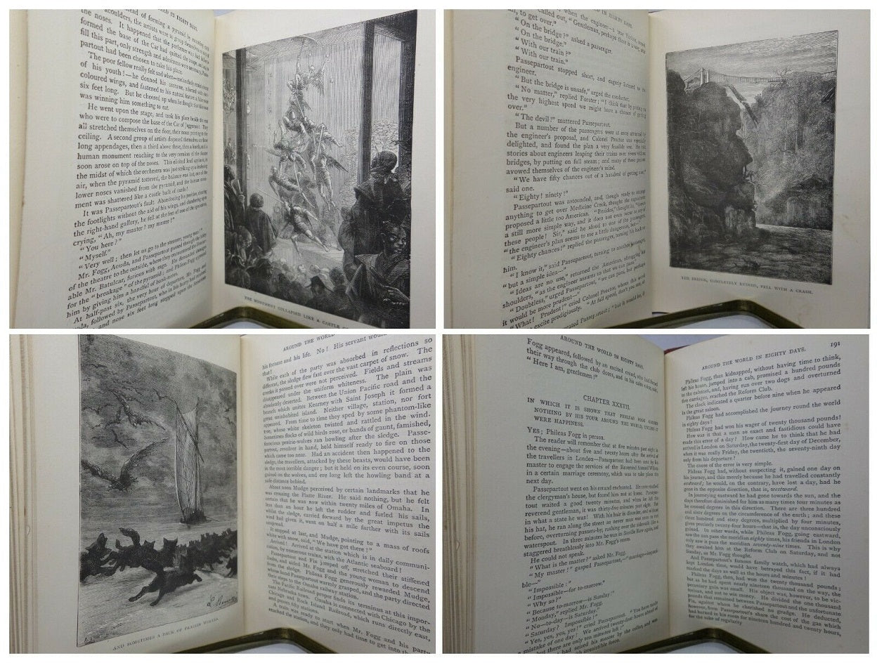 AROUND THE WORLD IN EIGHTY DAYS BY JULES VERNE 1889 AUTHOR'S ILLUSTRATED EDITION