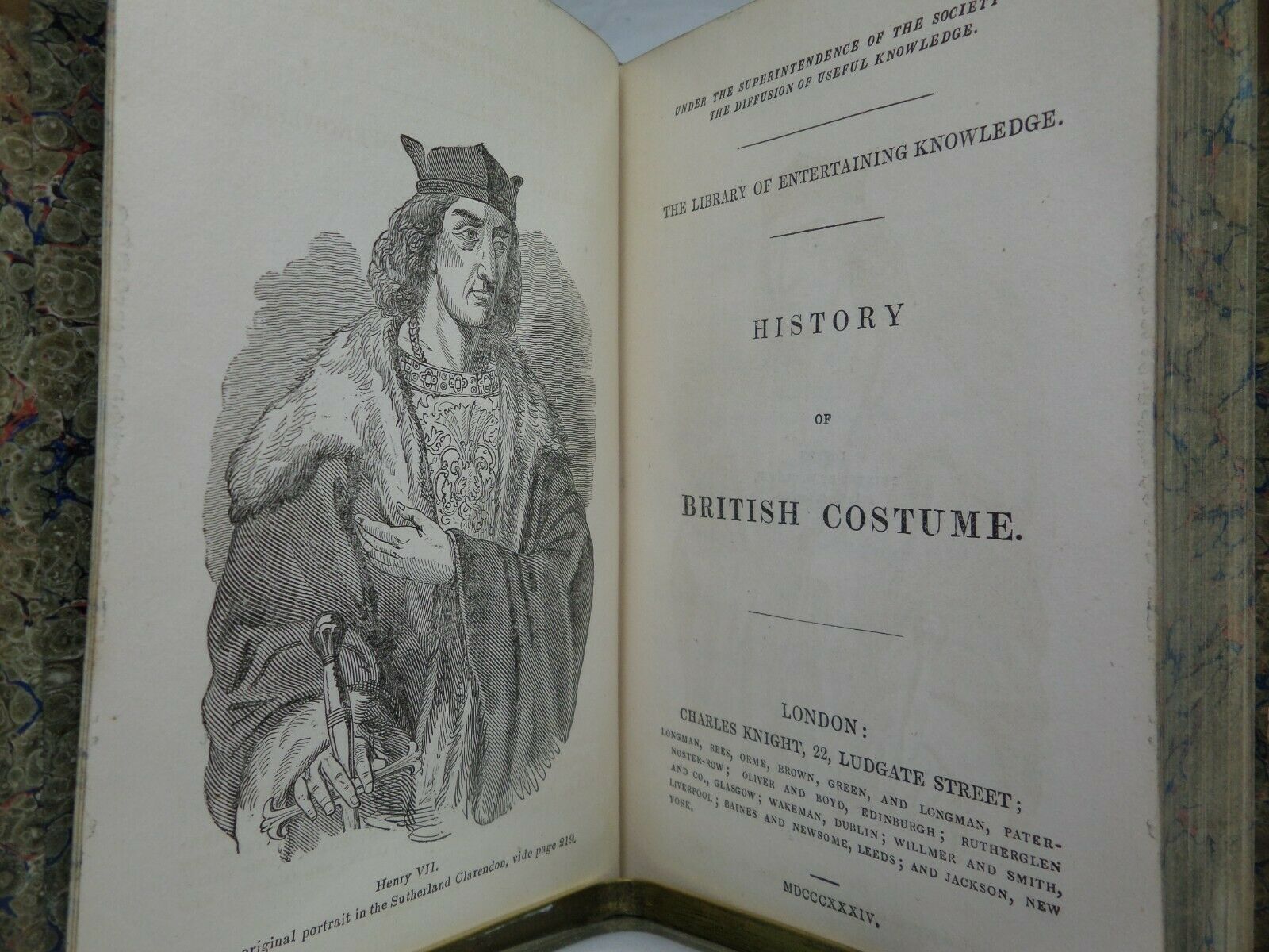 HISTORY OF BRITISH COSTUME 1834 LEATHER BOUND