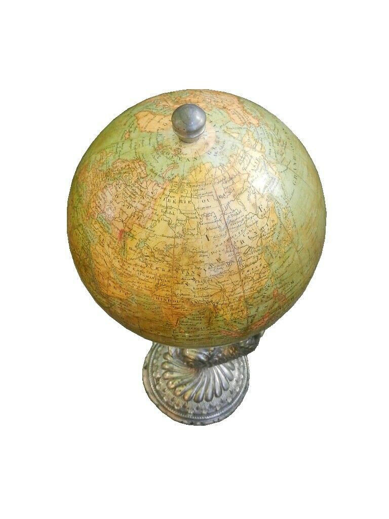 ANTIQUE 6 INCH TERRESTRIAL DESK GLOBE BY E. BERTAUX, PARIS, CIRCA 1875