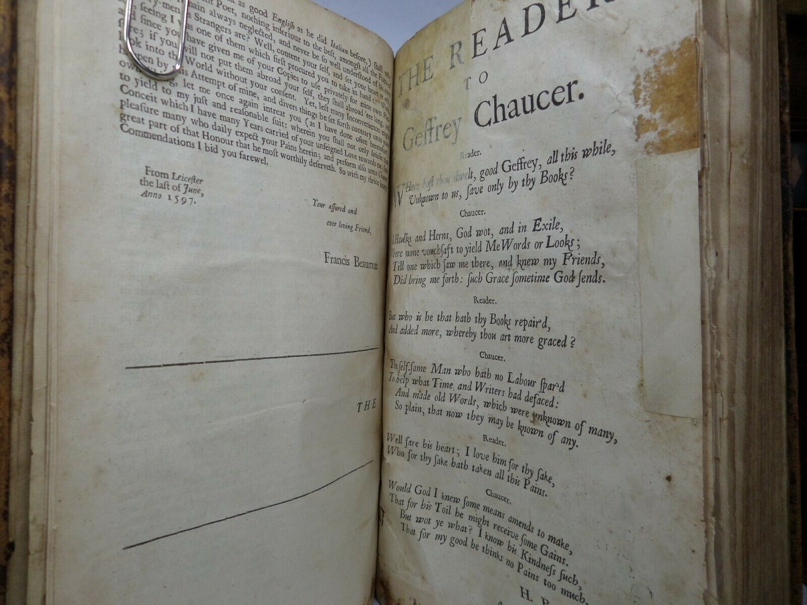 THE WORKS OF JEFFREY CHAUCER 1687 Edited by Thomas Speght