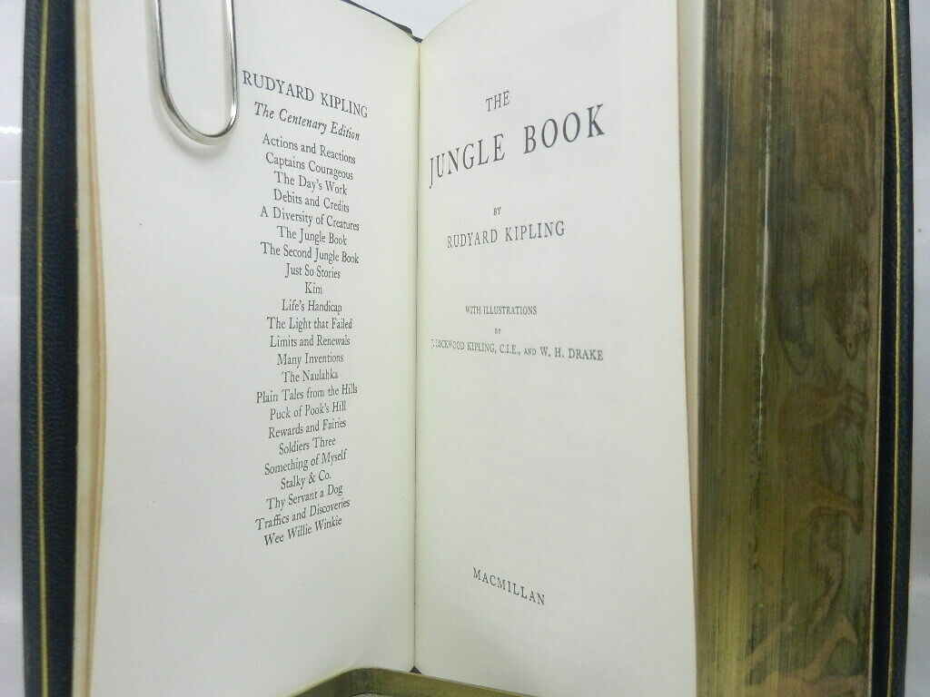 THE JUNGLE BOOK & SECOND JUNGLE BOOK BY RUDYARD KIPLING 1978 FINE RIVIERE BINDING WITH VANISHING FORE-EDGE PAINTING