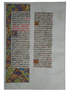 MEDIEVAL ILLUMINATED MANUSCRIPT LEAF FROM A BOOK OF HOURS CIRCA 1470