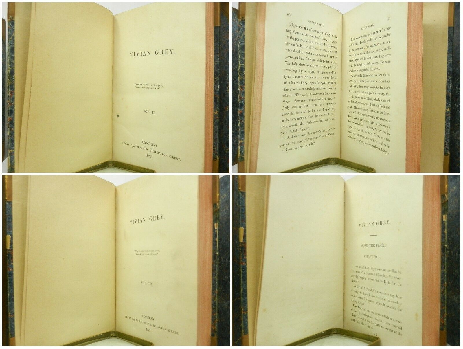 VIVIAN GREY BY BENJAMIN DISRAELI 1826-1827 FIRST EDITION SET IN FIVE VOLUMES