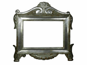 ANTIQUE 17TH CENTURY ITALIAN CARVED & SILVERED TABERNACLE PICTURE FRAME