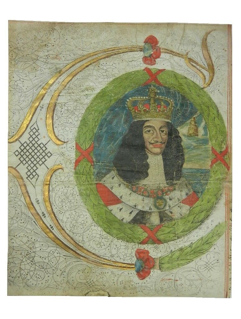 CHARLES II PORTRAIT INDENTURE FRAGMENT CIRCA 1600'S