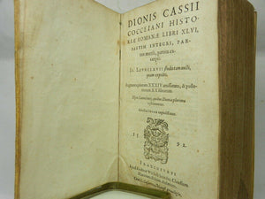 CASSIUS DIO COCCEIANUS : HISTORIAE ROMANAE LIBRI XLVI 1592