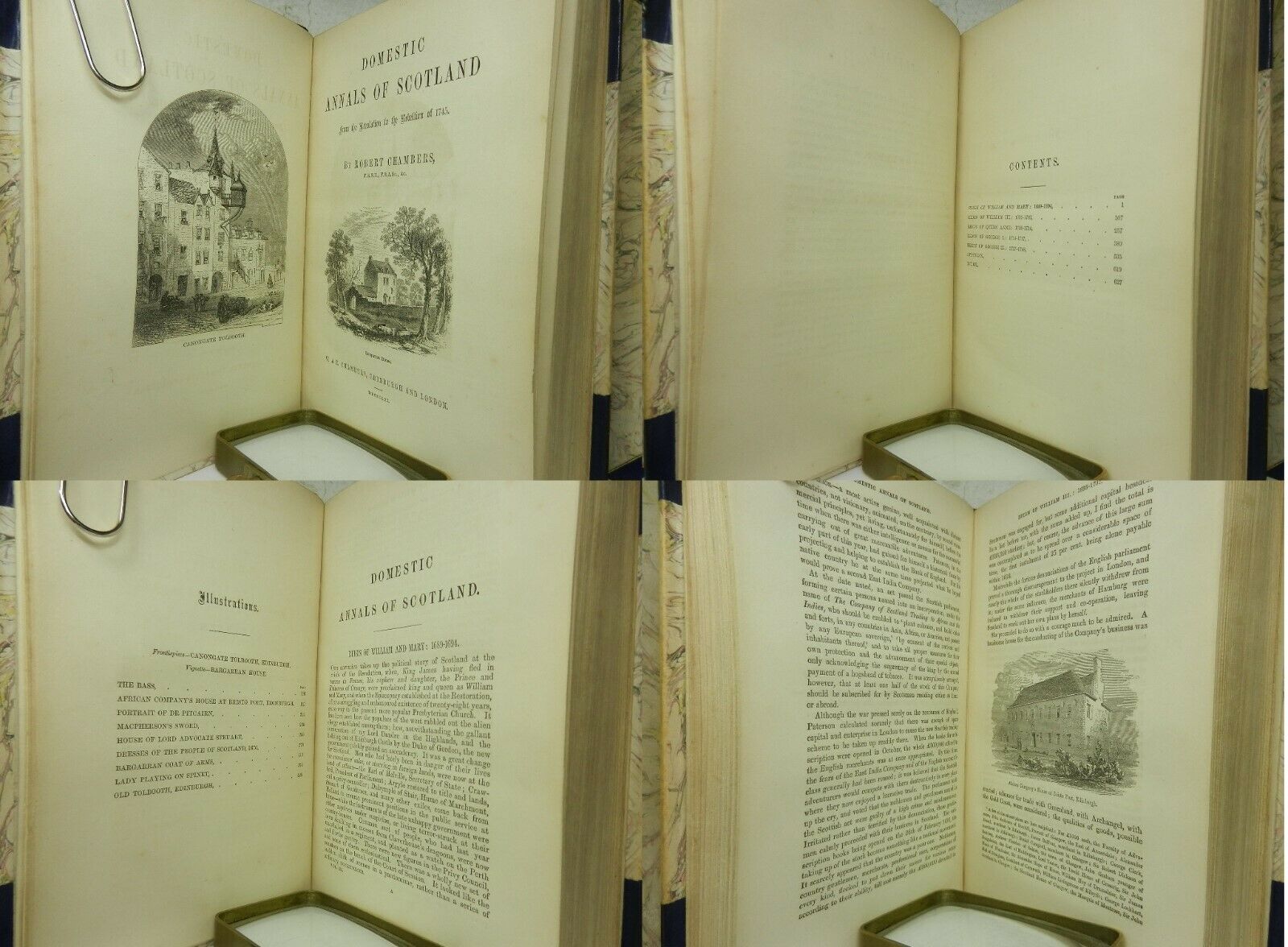 DOMESTIC ANNALS OF SCOTLAND BY ROBERT CHAMBERS 1858-1861 Fine Leather-Bound Set