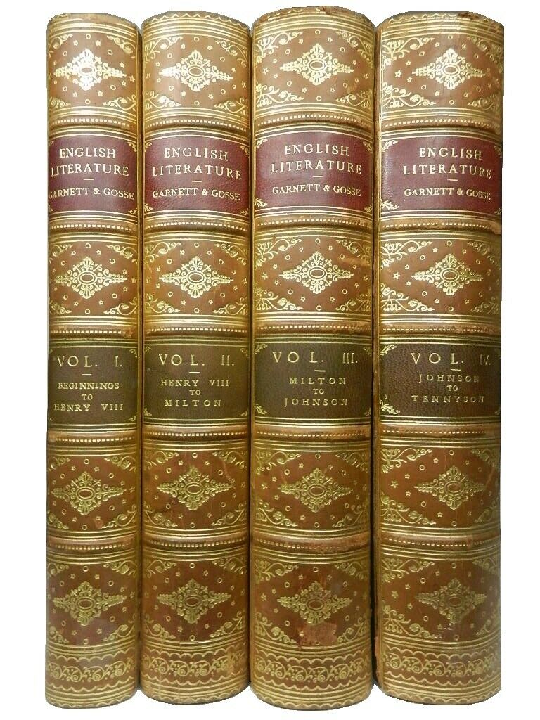 ENGLISH LITERATURE BY GARNETT & GOSSE 1903-1906 BICKERS TREE-CALF BINDINGS IN FOUR VOLUMES