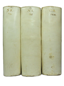 THE WORKS OF LUCIUS ANNAEUS SENECA IN THREE VOLUMES 1672-1673 Vellum-Bound