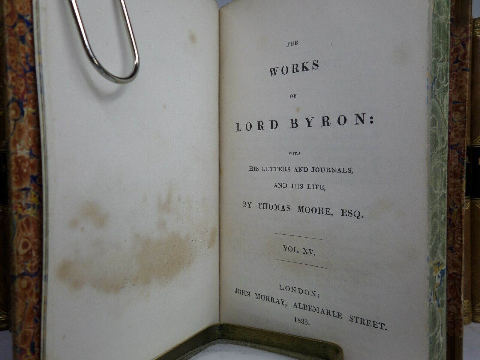 THE POETICAL WORKS OF LORD BYRON IN 17 VOLUMES 1832-1833 FINE LEATHER-BINDINGS