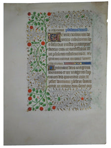 MEDIEVAL ILLUMINATED MANUSCRIPT BOOK OF HOURS LEAF CIRCA 1440