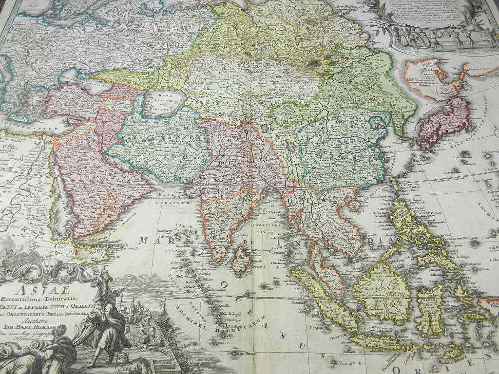 LARGE ANTIQUE MAP OF ASIA BY JOHANN HOMANN C1720 Recentissima Asiae Delineatio, Qua Status et Imperia Totius Orientis unacum Orientalibus Indiis exhibentur