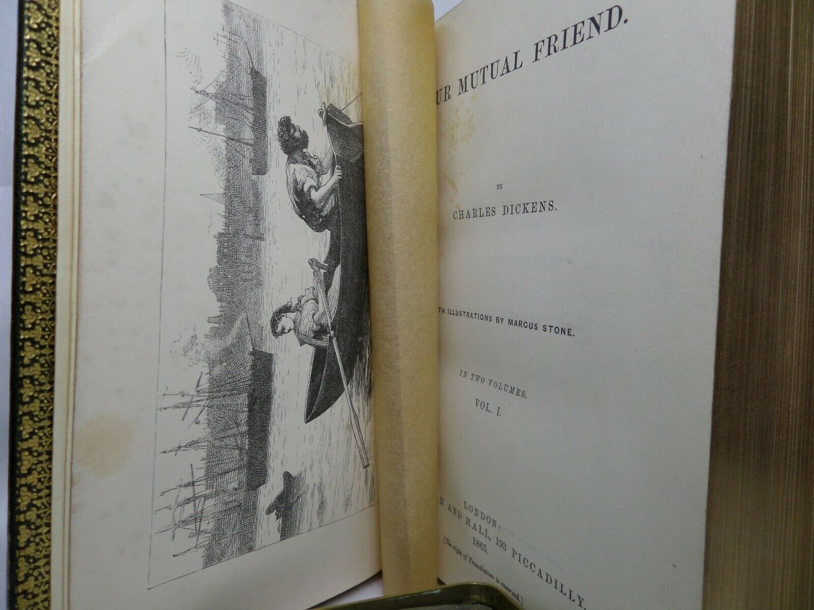 OUR MUTUAL FRIEND BY CHARLES DICKENS 1865 FIRST EDITION, FINE BAYNTUN RIVIERE