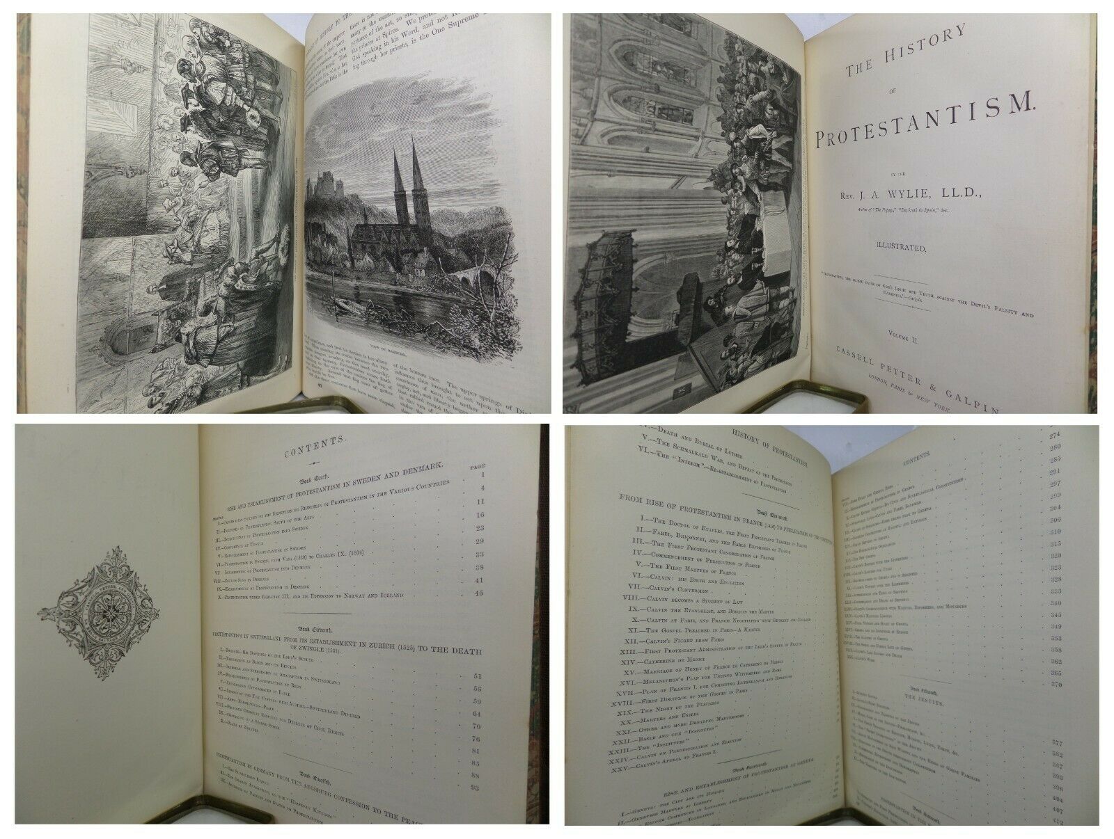 THE HISTORY OF PROTESTANTISM BY JAMES AITKEN WYLIE C.1870 IN THREE VOLUMES