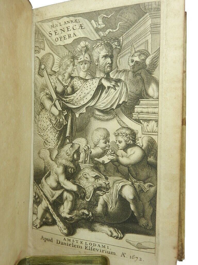 THE WORKS OF LUCIUS ANNAEUS SENECA IN THREE VOLUMES 1672-1673 Vellum-Bound