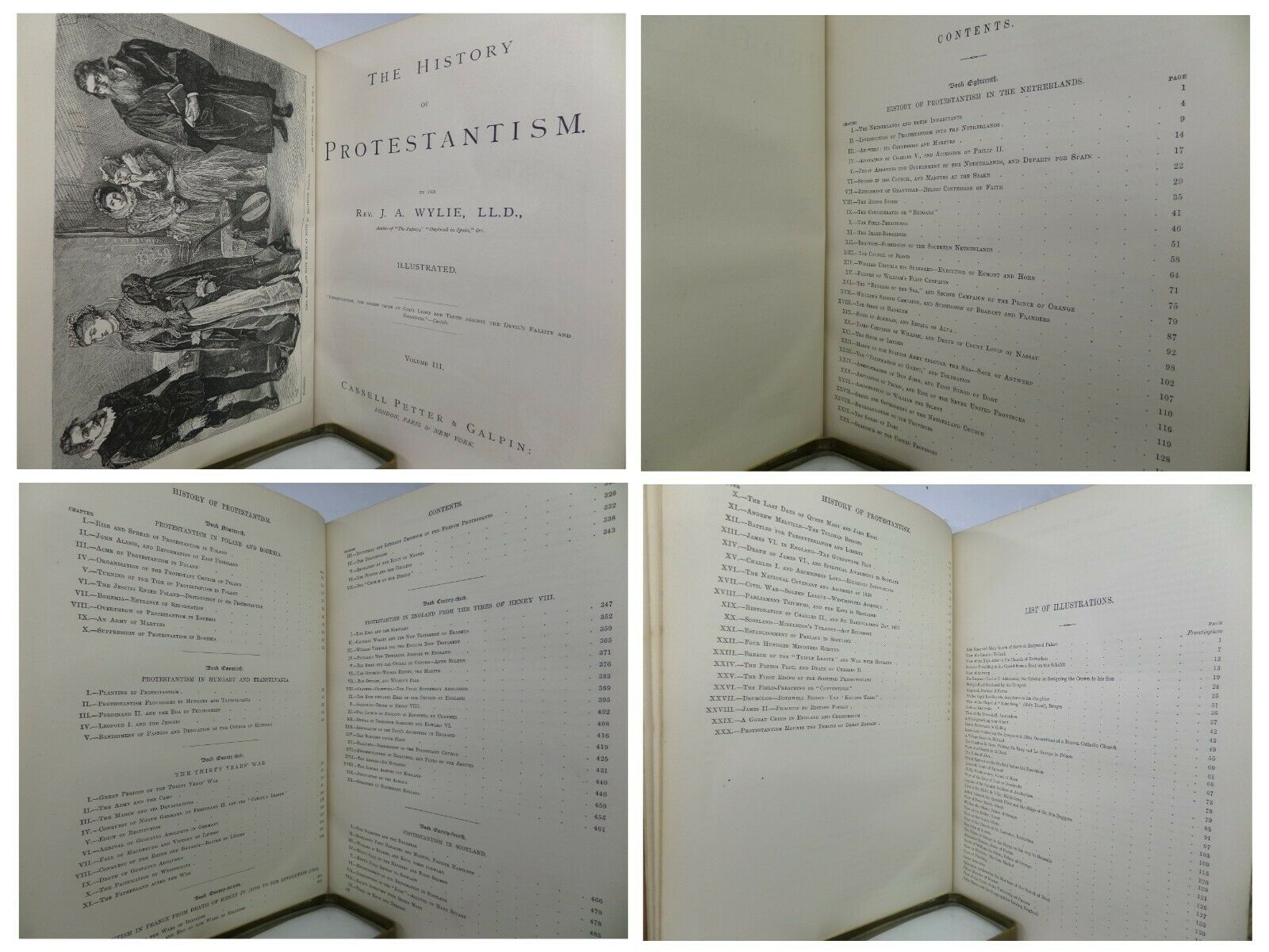 THE HISTORY OF PROTESTANTISM BY JAMES AITKEN WYLIE C.1870 IN THREE VOLUMES