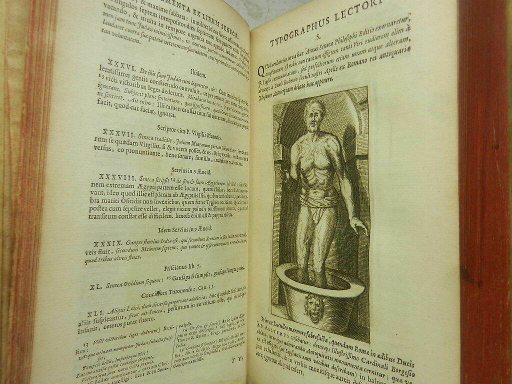 THE WORKS OF LUCIUS ANNAEUS SENECA IN THREE VOLUMES 1672-1673 Vellum-Bound