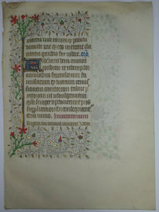 MEDIEVAL ILLUMINATED MANUSCRIPT BOOK OF HOURS LEAF CIRCA 1440