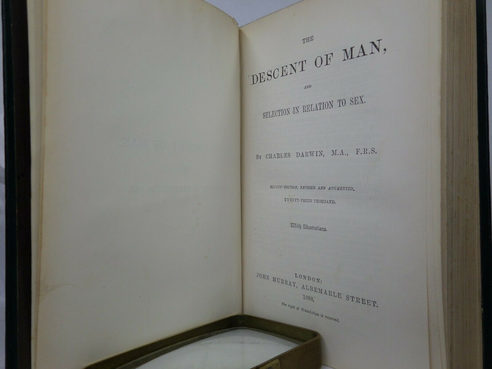 THE DESCENT OF MAN BY CHARLES DARWIN 1888 TWENTY-THIRD THOUSAND