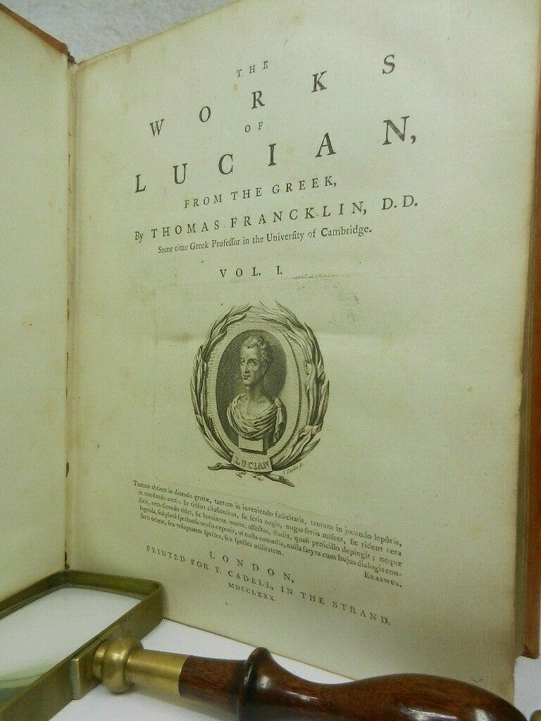THE WORKS OF LUCIAN BY THOMAS FRANCKLIN 1780 English First Edition, Two Volumes