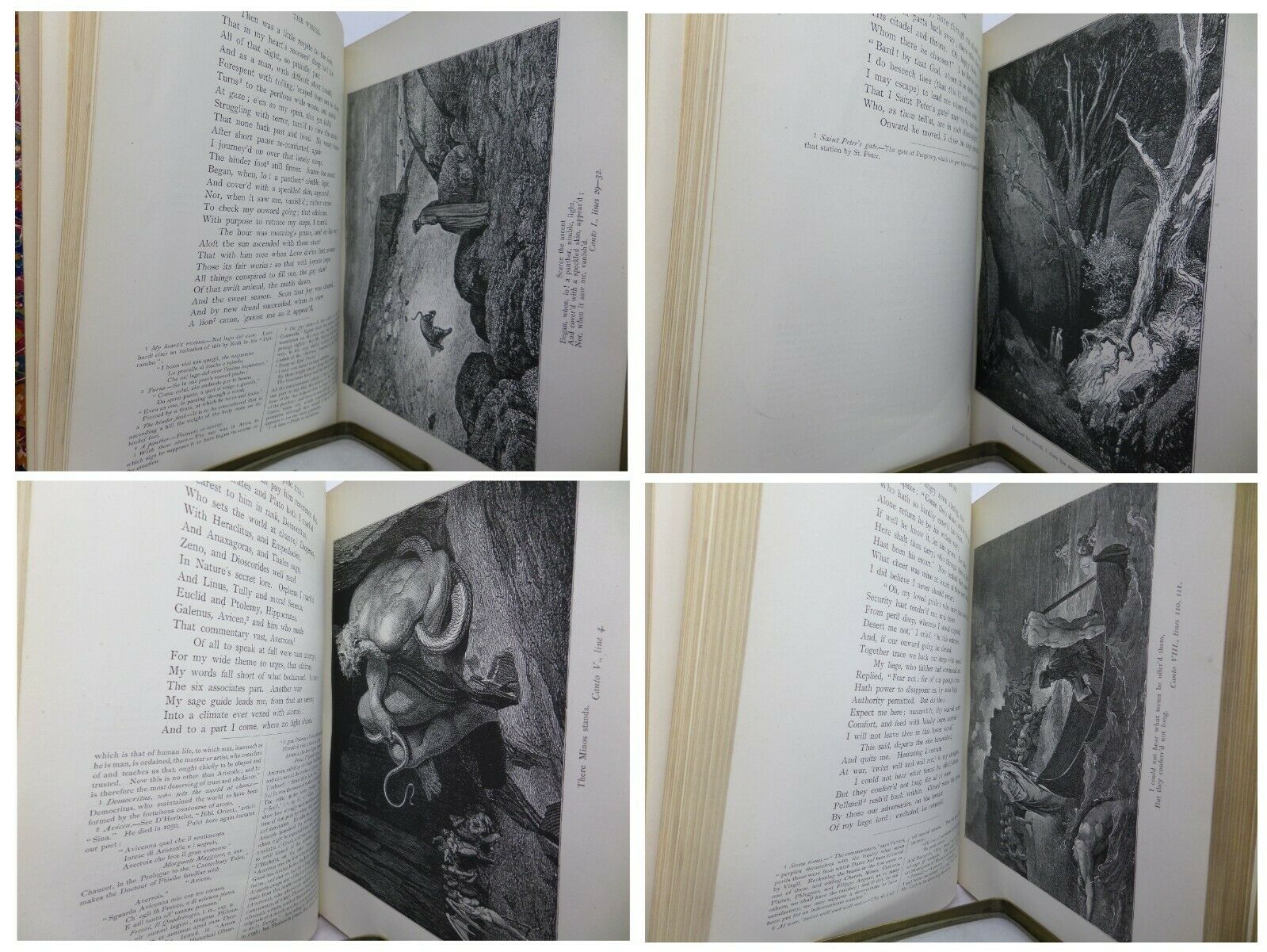 THE VISION OF HELL BY DANTE ALIGHIERI 1892 FINE MOROCCO BINDING, GUSTAVE DORE ILLUSTRATIONS