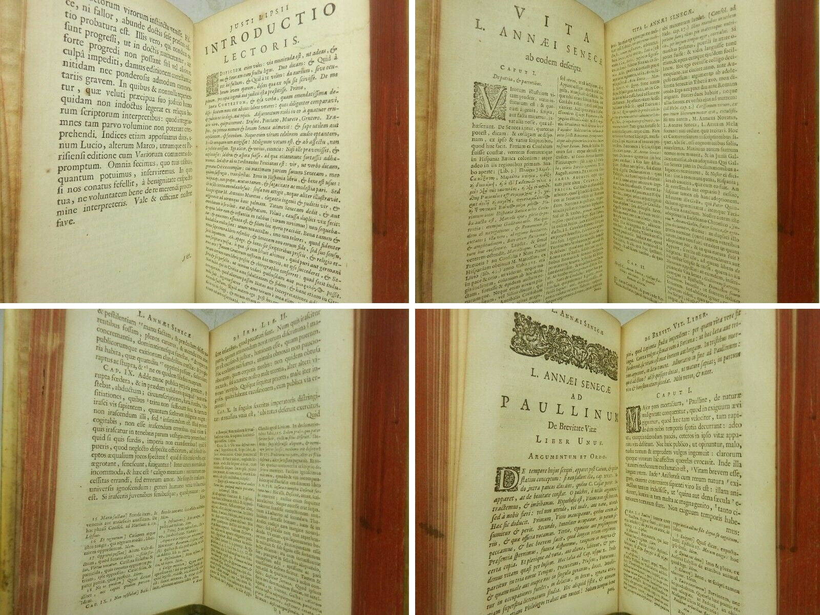 THE WORKS OF LUCIUS ANNAEUS SENECA IN THREE VOLUMES 1672-1673 Vellum-Bound