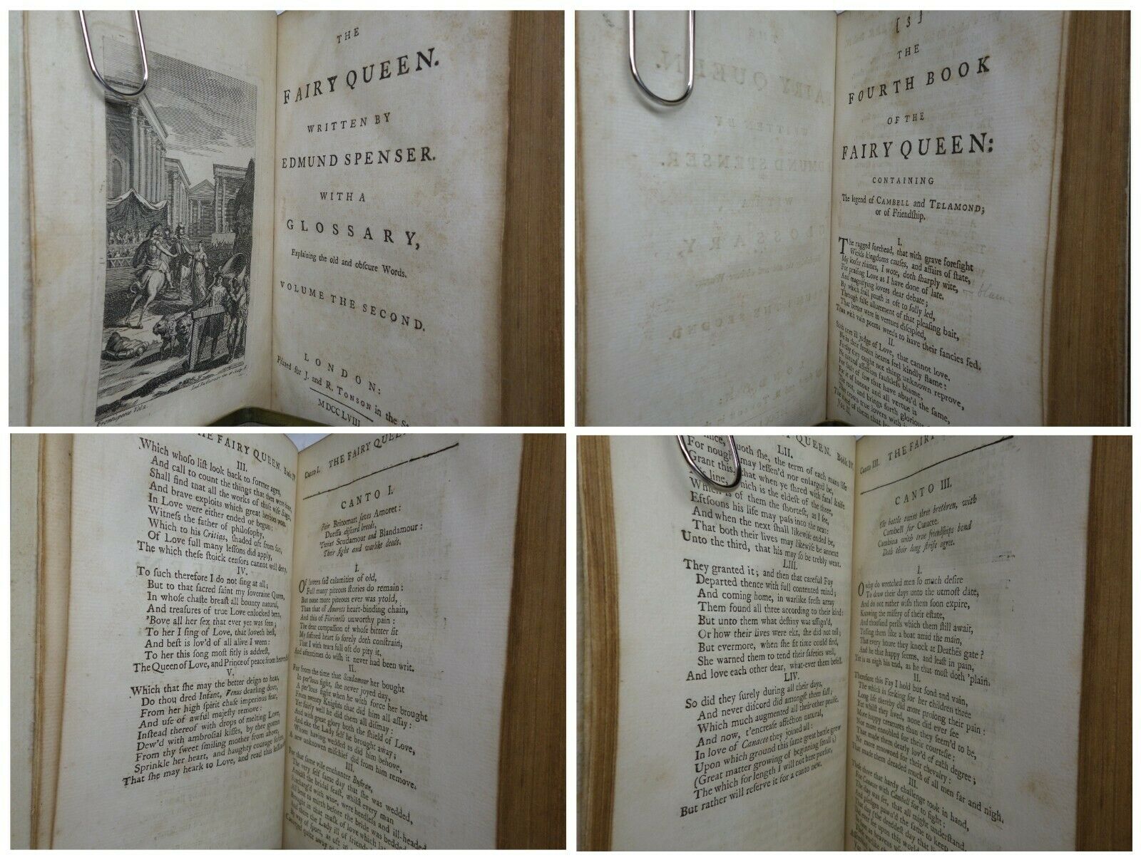 THE FAIRY QUEEN BY EDMUND SPENSER 1758 IN TWO VOLUMES