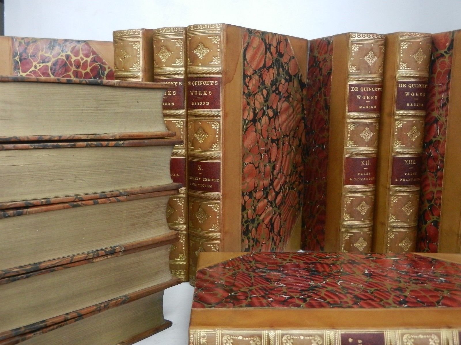 THE COLLECTED WRITINGS OF THOMAS DE QUINCEY 1896 Leather-Bound In 14 Volumes